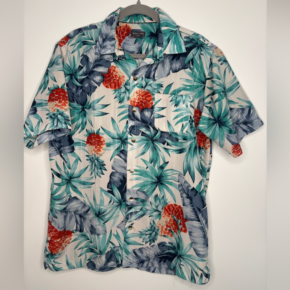 Van Heusen Blue and Green Floral Shirt